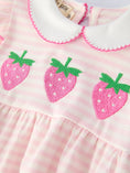 Load image into Gallery viewer, Strawberry Girl Romper Ruffle Peter Pan Collar
