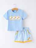 Load image into Gallery viewer, Back to School Pencil Boys Set Applique Plaid Shorts
