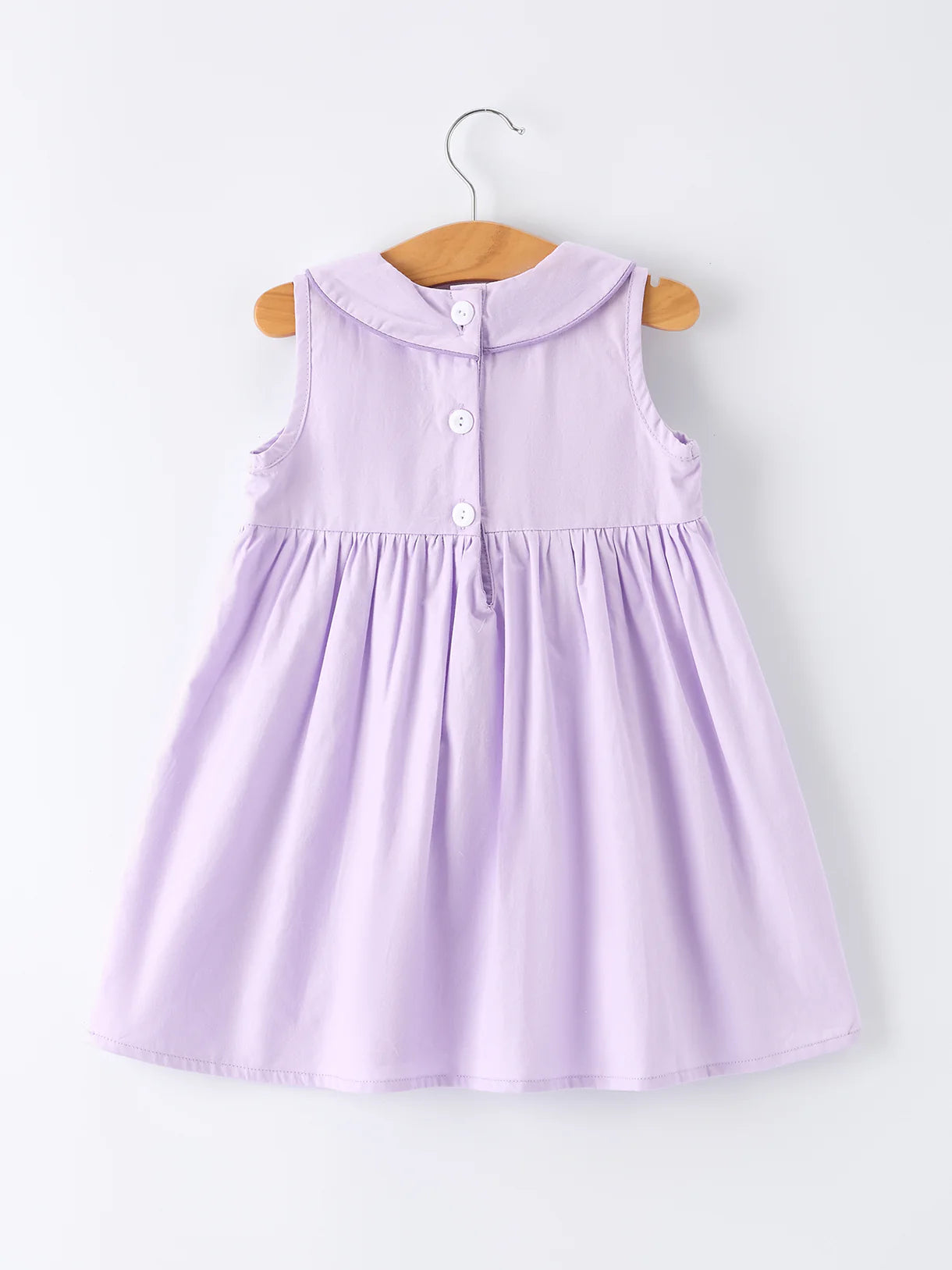 Floral Embroidered Girl Dress with Lavender Peter Pan Collar