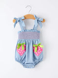 Load image into Gallery viewer, Summer Strawberry Smocked Applique Girl Romper
