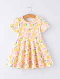Load image into Gallery viewer, Summer Lemon Bow Print Girl Dress
