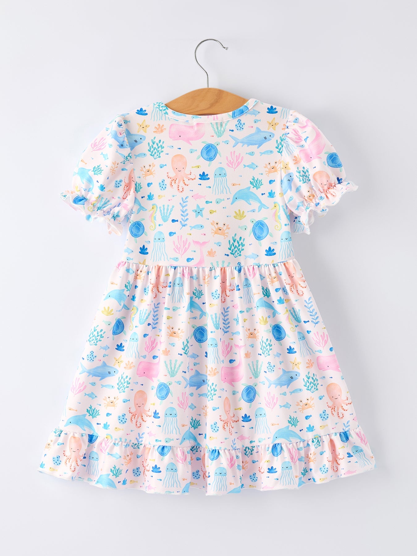 Pre-order Ocean Animal Print Girl Ruffle Dress