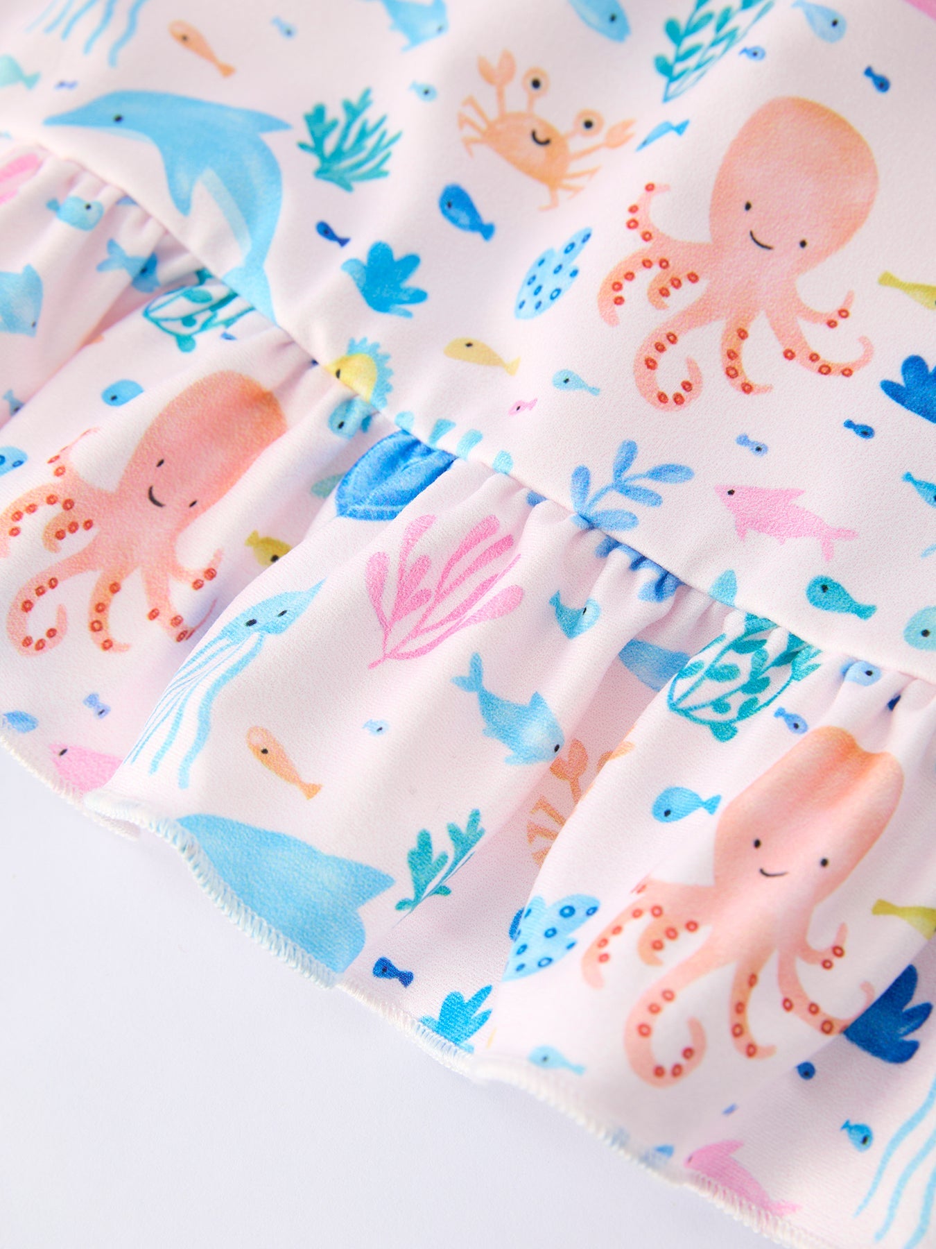 Pre-order Ocean Animal Print Girl Ruffle Dress