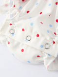 Load image into Gallery viewer, 4th of July Dot Girls Romper Bow Ruffle Peter Pan Collar
