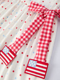 Load image into Gallery viewer, 4th of July Dot Girls Dress Bow Ruffle Peter Pan Collar
