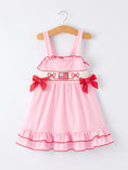 Load image into Gallery viewer, 4th of July Plaid Girls Dress Bow Ruffle
