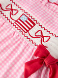 Load image into Gallery viewer, 4th of July Plaid Girls Dress Bow Ruffle
