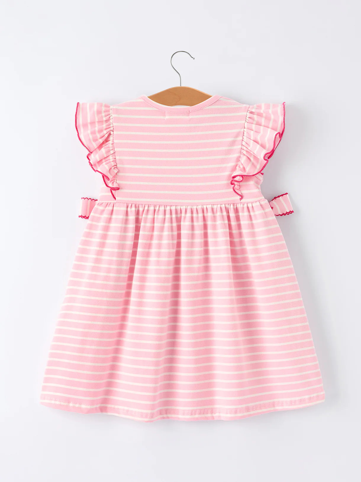 Strawberry Embroidery Pink Stripe Girl Smocked Dress