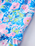 Load image into Gallery viewer, Spring Floral Girls Blue Dress Ruffle Hem
