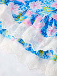 Load image into Gallery viewer, Spring Floral Girls Blue Dress Ruffle Hem
