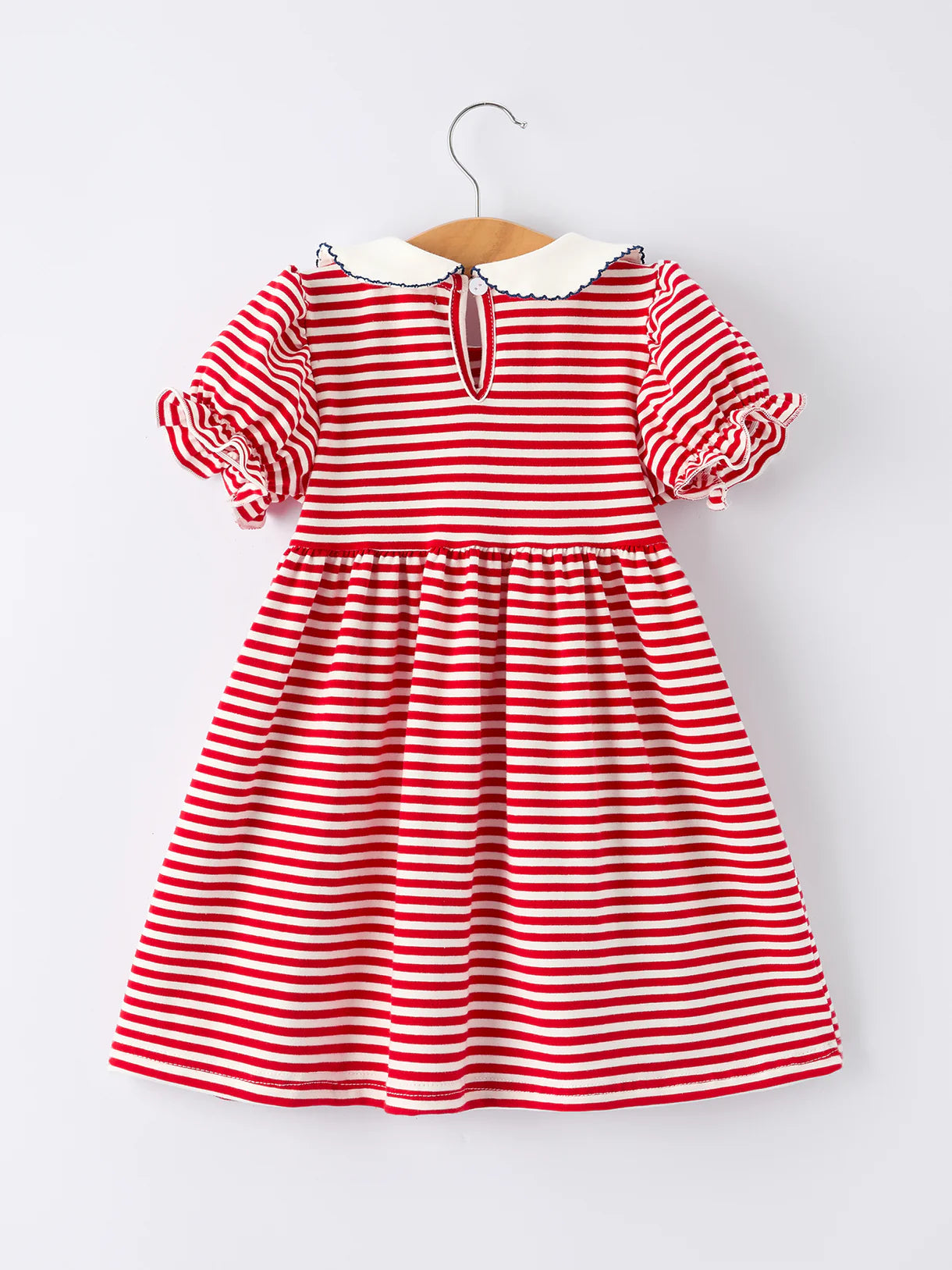 4th of July Bow Applique Striped Dress