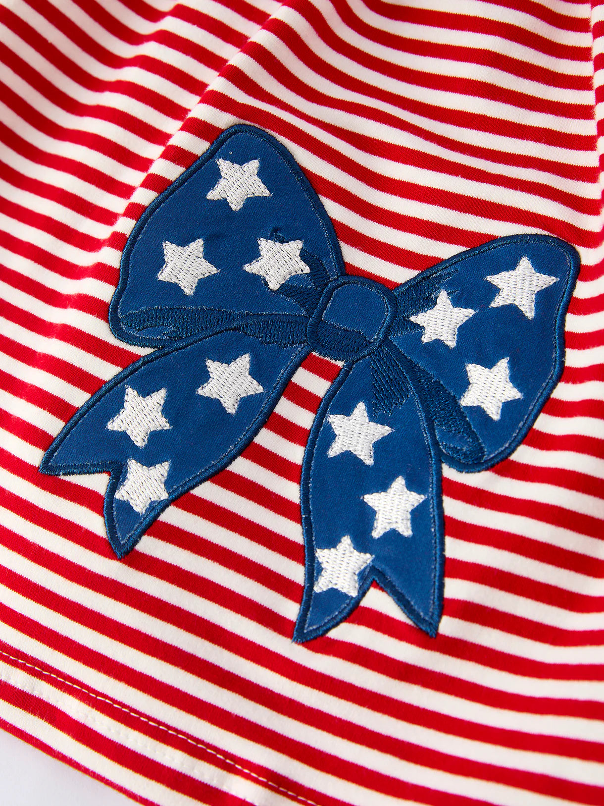 4th of July Bow Applique Striped Dress