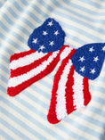 Load image into Gallery viewer, 4th of July Stripe Girls Dress Bow Peter Pan Collar
