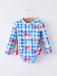 Load image into Gallery viewer, Summer Crab Girl Long Sleeve Ruffle One Piece Swimsuit
