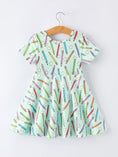 Load image into Gallery viewer, Back to School Pencil Print Girls Dress Short Sleeve
