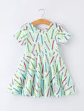 Load image into Gallery viewer, Back to School Pencil Print Girls Dress Short Sleeve

