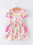 Load image into Gallery viewer, Back to School Print Girls Dress Short Sleeve Pocket
