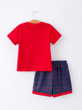 Load image into Gallery viewer, Back To School Apple Boys Set Plaid Shorts
