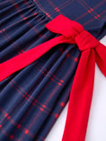 Load image into Gallery viewer, Back To School Apple Plaid Girls Dress Scallop Hem Bow
