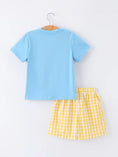Load image into Gallery viewer, Back To School School Bus Boys Set Plaid Shorts
