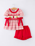 Load image into Gallery viewer, Back To School School Bus Embroidery Plaid Girls Set Ruffle Bow
