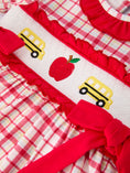 Load image into Gallery viewer, Back To School School Bus Embroidery Plaid Girls Set Ruffle Bow
