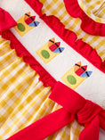 Load image into Gallery viewer, Back To School Supply Plaid Girls Dress Ruffle Collar Bow
