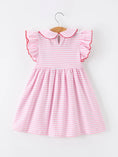 Load image into Gallery viewer, Girls Back To School Apple Applique Twirl Dress Ruffle Petal Collar
