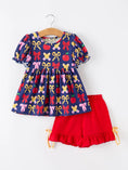 Load image into Gallery viewer, Girls Back To School Apple Pencil Outfit Set Bow Ruffle
