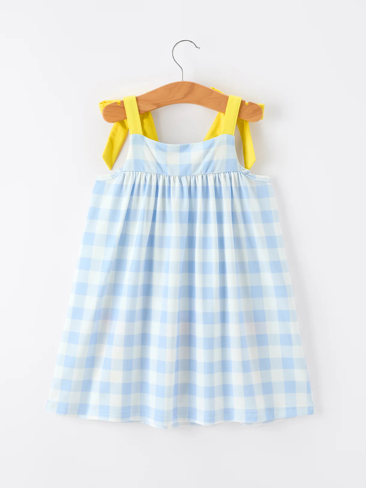 Girls Back To School Pencil Plaid Dress Bow Applique Smocked