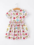 Load image into Gallery viewer, Girls Back To School Apple Bow Pocket Twirl Dress
