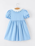 Load image into Gallery viewer, Girls Back To School Pencil Dress Petals Collar Pocket Applique
