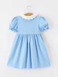 Load image into Gallery viewer, Girls Back To School Pencil Dress Petals Collar Pocket Applique
