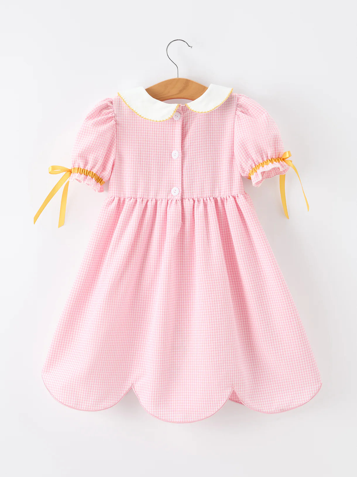 Girls Back To School Pencil Twirl Dress Bow Applique Smocked