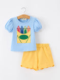 Load image into Gallery viewer, Girls Back To School Crayon Applique Top Shorts Set
