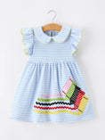 Load image into Gallery viewer, Girls Back To School Crayon Dress Ruffle Petal Collar Applique
