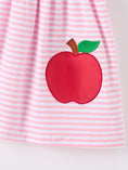 Load image into Gallery viewer, Girls Back To School Apple Applique Twirl Dress Ruffle Petal Collar
