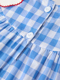 Load image into Gallery viewer, Girls 4th of July Plaid Twirl Dress Bow Embroidery Petals Collar
