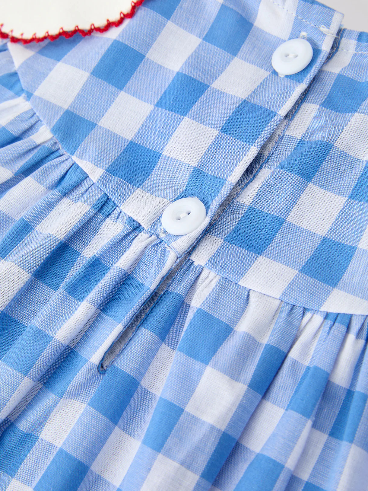 Girls 4th of July Plaid Twirl Dress Bow Embroidery Petals Collar