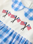 Load image into Gallery viewer, Boys 4th of July Plaid Romper Embroidery Petals Collar
