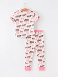 Load image into Gallery viewer, Girls Western Horse Bow Pajamas Set Print
