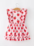 Load image into Gallery viewer, Girls Back To School Apple Twirl Dress Ruffle Flutter Sleeve
