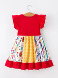 Load image into Gallery viewer, Girls Back To School Pencil Twirl Dress Ruffle Patchwork
