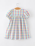 Load image into Gallery viewer, Girls Back To School Dog Plaid Twirl Dress
