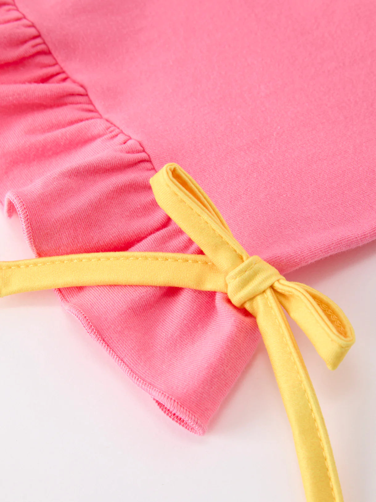 Girls Summer Bow Print Dress Set Ruffle Pink