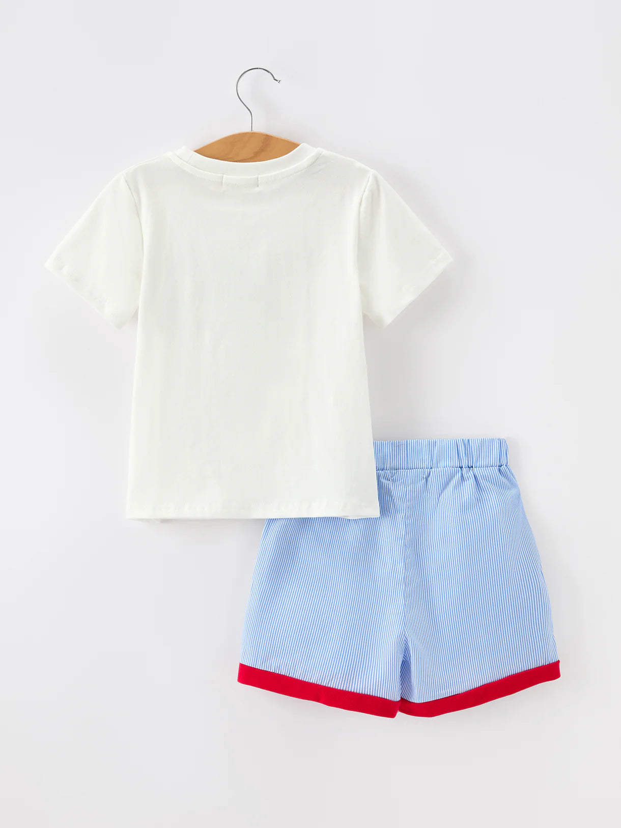 Back To School Apple Pencil Embroidery Boy Top Shorts Set