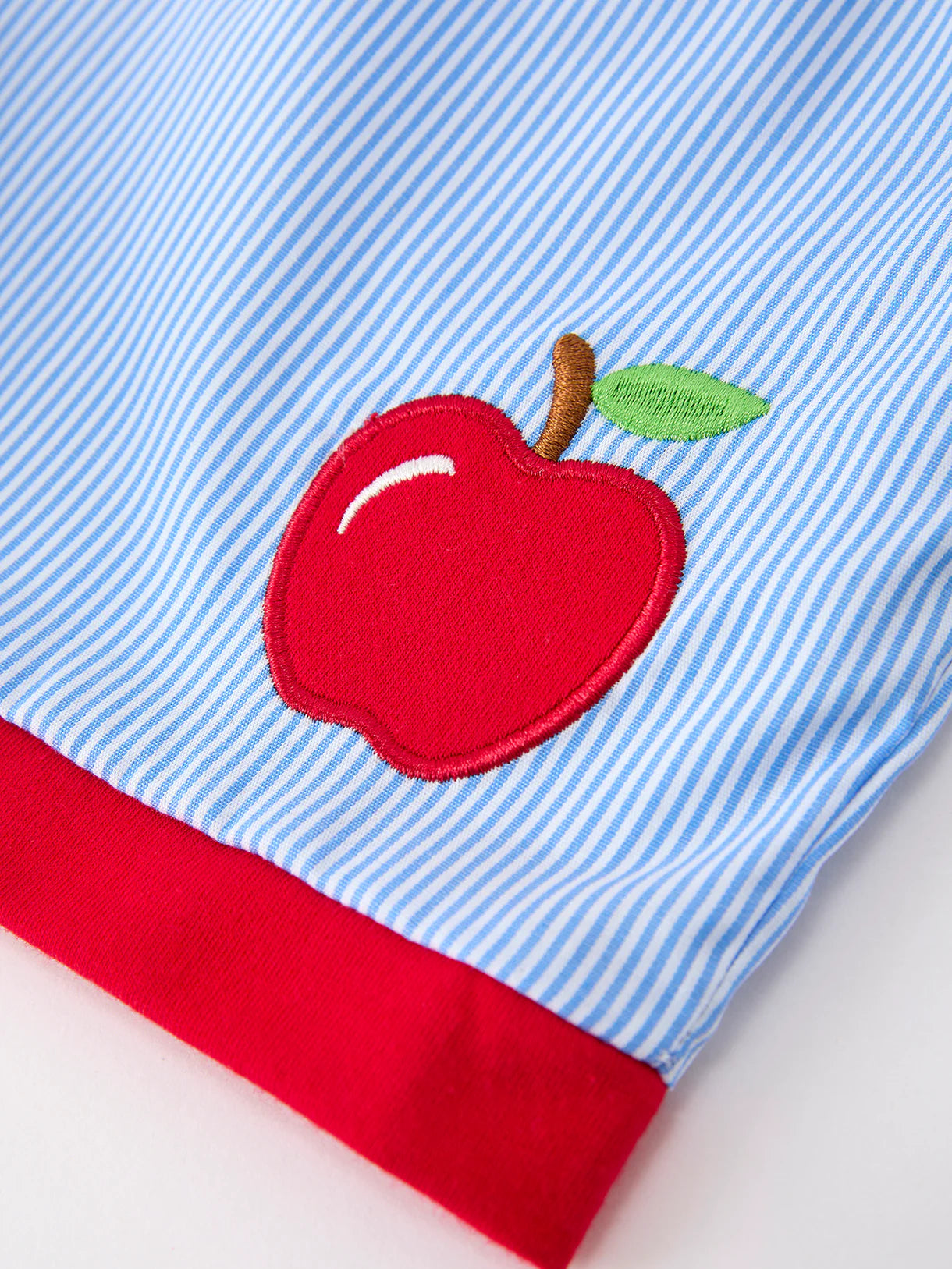 Back To School Apple Pencil Embroidery Boy Top Shorts Set