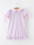 Load image into Gallery viewer, Back To School Pencil Applique Girls Purple Dress Petals Collar Ruffle
