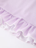 Load image into Gallery viewer, Back To School Pencil Applique Girls Purple Dress Petals Collar Ruffle
