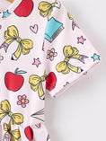 Load image into Gallery viewer, Girls Back To School Apple Bow Pocket Twirl Dress
